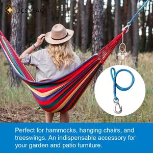 JCSYFAC Hammo Dây treo Nylon hạng nặng 1 chiếc có móc kim loại Cắm trại ngoài trời Đi bộ đường dài Bãi biển Bapaing Hammo buộc mới