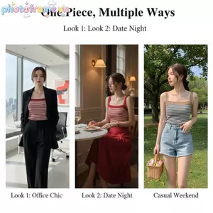 Khung Ảnh Nữ Sọc Slim Fit Tank Tops Vuông Ne Không Tay Mùa Hè Crop Top Siêu Mỏng Thoáng Khí Linh Hoạt Hàng Ngày Activewear VN