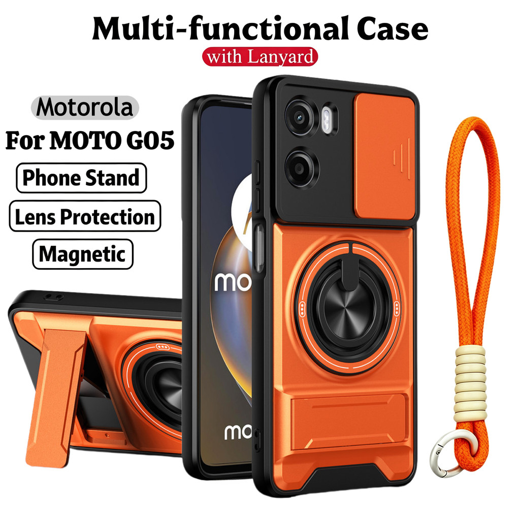 Ốp Điện Thoại Đa Năng Sang Trọng Thích Hợp Cho Motorola G05 G04 G04S G24 E14 E15 4G Dây 360°Giá đỡ vòng có vỏ máy ảnh Vỏ bảo vệ toàn diện chống sốc