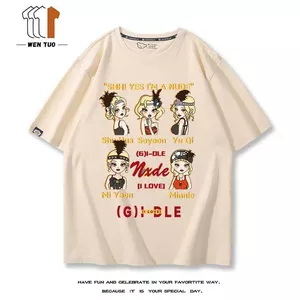 Gidle Album Bài Hát Yuqi Girl Bé Hàng Hóa Cùng Phong Cách Áo Thun Tay Ngắn Nam Nữ Người Hâm Mộ Mùa Hè Cotton Nguyên Chất Cổ Vũ Nửa Tay