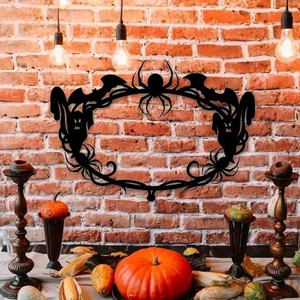 CIFbuy Halloween Vòng Hoa Nhện Trang Trí Tường, Điêu Khắc Ma Kim Loại Cho Vườn Cửa, Quà Tặng Năm Mới Giáng Sinh