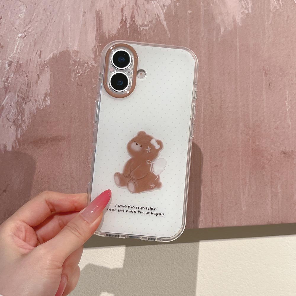 Ốp lưng cứng Tương thích với iPhone 15 15Pro 15ProMax 16 16Pro 16ProMax 17 17Pro 17ProMax Ốp lưng họa tiết hình gấu Wave Point