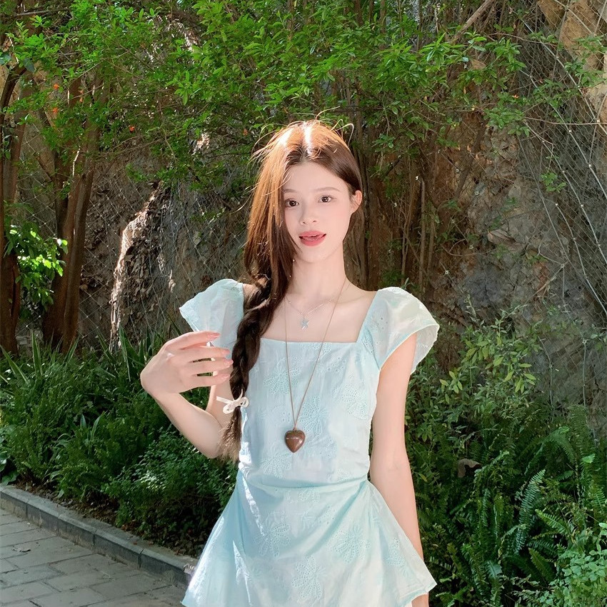 SUXI Áo sơ mi thêu rỗng đơn giản phong cách Pháp mới mùa hè dành cho nữ 260519