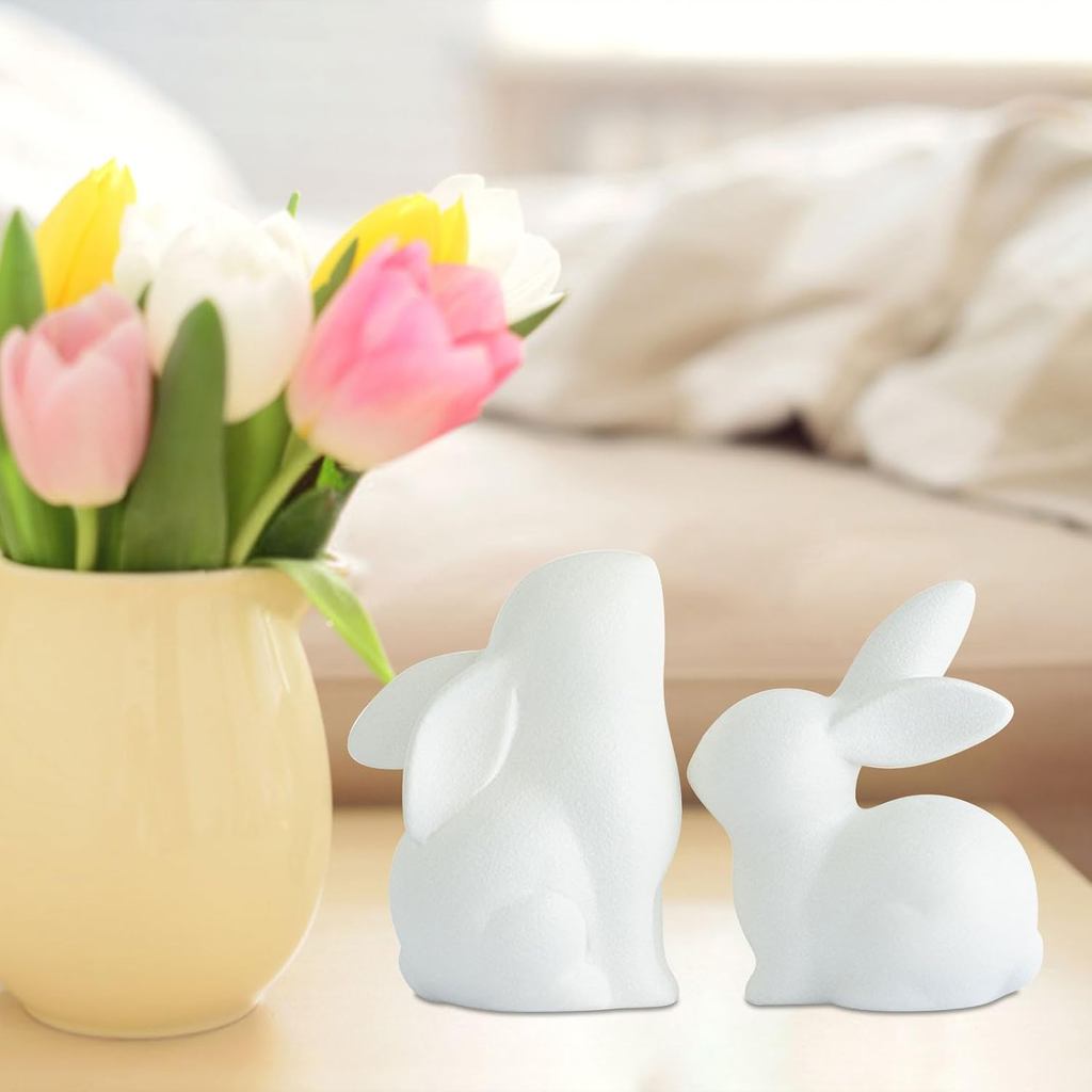 Cặp Đôi Gốm Thỏ Các Bức Tượng Thỏ Mini 4 Inch Tượng Sứ Động Vật Điêu Khắc Nghệ Thuật Hiện Đại Thỏ Đồ Trang Trí Trang Trí Cho Phòng Khách Văn Phòng Để Bàn Kệ Bàn