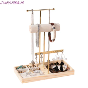 JUNYUE88US Giá đỡ vòng cổ, Giá đỡ trang sức thiết kế chia cắt bằng gỗ đơn giản, Vòng tay bông tai hình chữ T thời trang Tiết kiệm không gian Màn hình hiển thị trang sức