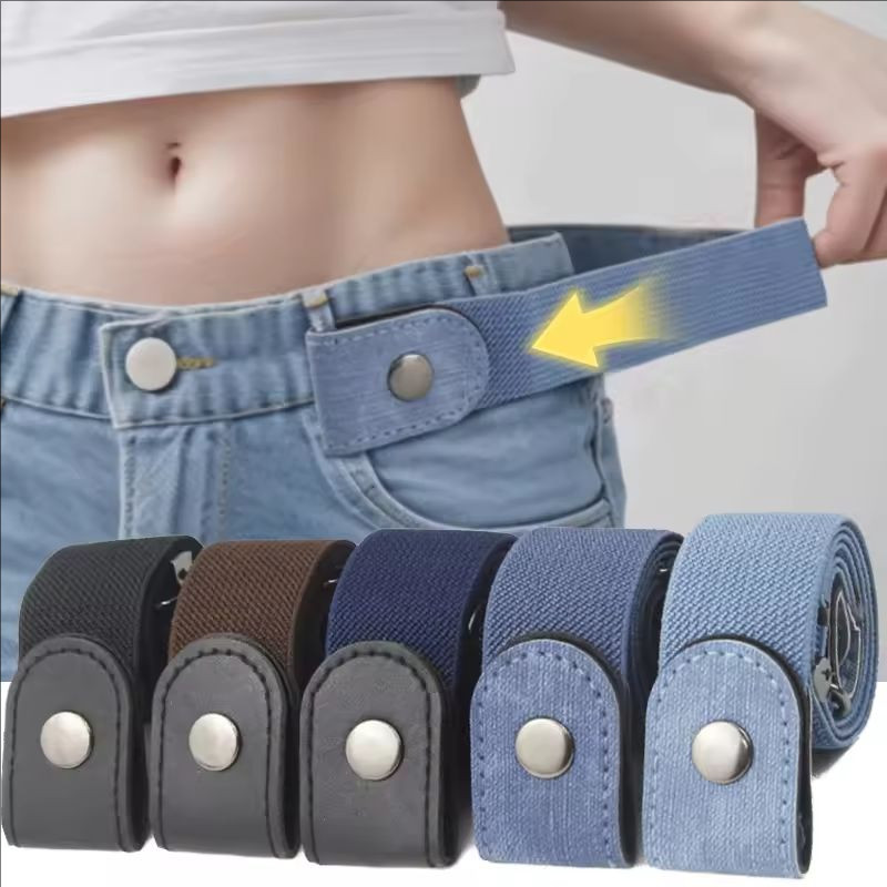 Unisex Vô Hình Không Dấu Vết Thắt Lưng Đàn Hồi Lười Thắt Lưng Học Sinh Huấn Luyện Co Giãn Quần Jean Eo Điều Chỉnh