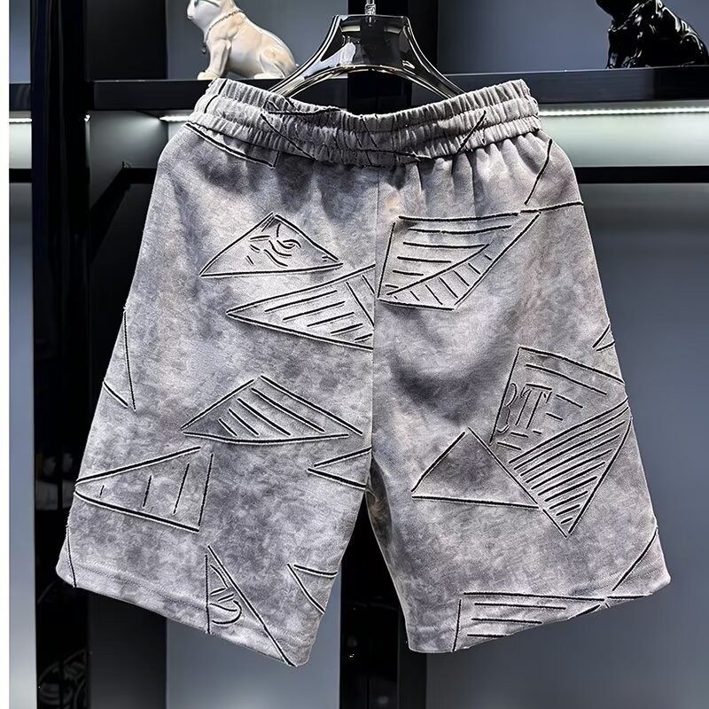 Quần short nam VG họa tiết hình học Quần short dây rút thời trang dáng rộng