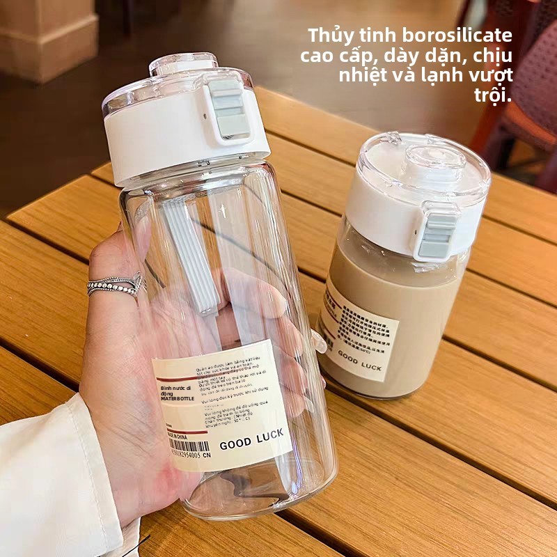 Bình nước thể thao nhựa trong suốt: 350/550/800ml, có ngăn lọc trà, nắp chống tràn