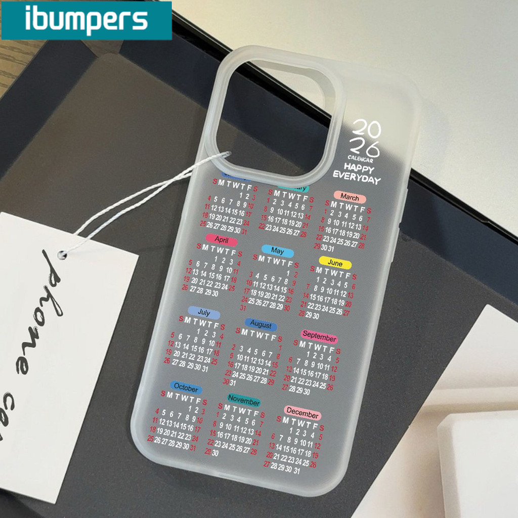 Ibumpers Ốp Điện Thoại Thanh Lịch Thẩm Mỹ 2026 Lịch Đơn Giản Trong Suốt Mờ Mềm Cao Cấp Vỏ Chống Sốc Cho iPhone 11 12 13 14 15 16 17 Pro Max IP 7 8 Plus Iphon X XS XR