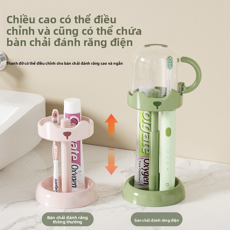 Giá đỡ bàn chải đánh răng điện có thể điều chỉnh + Cốc nước súc miệng- Phong cách đơn giản, tiết kiệm không gian
