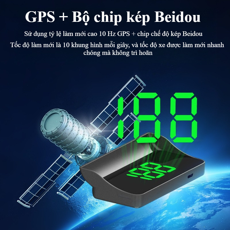 Màn Hình HUD Ô Tô - Định Vị GPS/Bắc Đẩu, Chiếu Thông Tin Lên Kính, Dùng Cho Mọi Xe, Cắm Cổng USB, Dùng Cho Mọi Xe