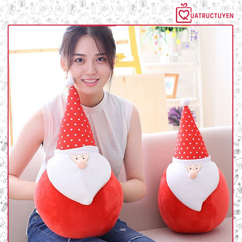 Thú bông noel Ông già noel bông giáng sinh thân tròn - Trang trí giáng sinh
