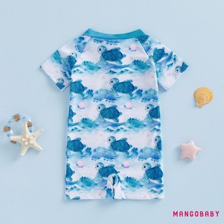 MG-Toddler Bé Trai Rash Guard Đồ Bơi In Chủ Đề Đại Dương Zip Up Áo Bơi Tay Ngắn