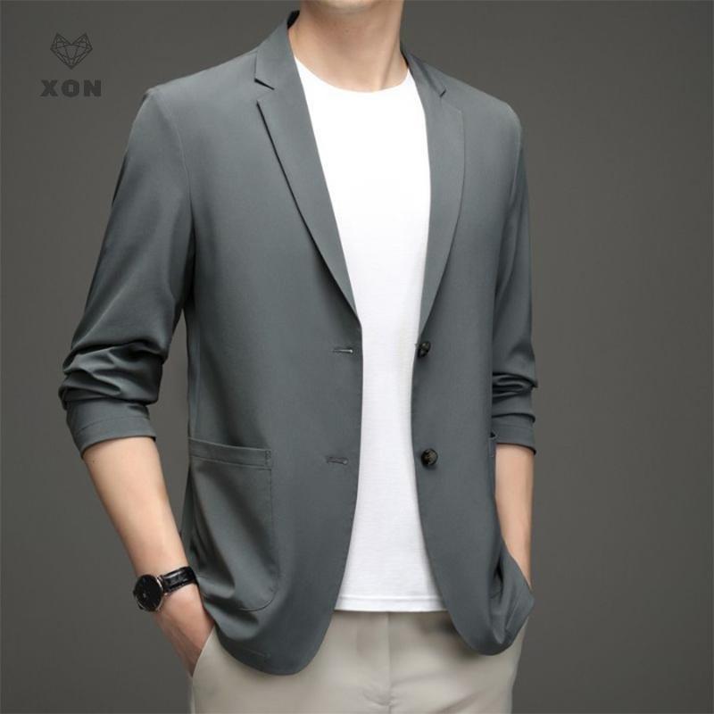 Áo khoác blazer nam màu đen, phong cách đơn giản và đa năng, phù hợp cho doanh nhân mùa thu