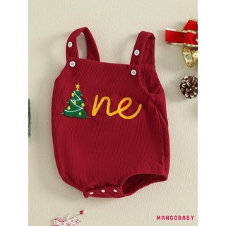 MG-Baby Bộ áo liền quần Giáng sinh Áo liền quần thêu chữ cây không tay