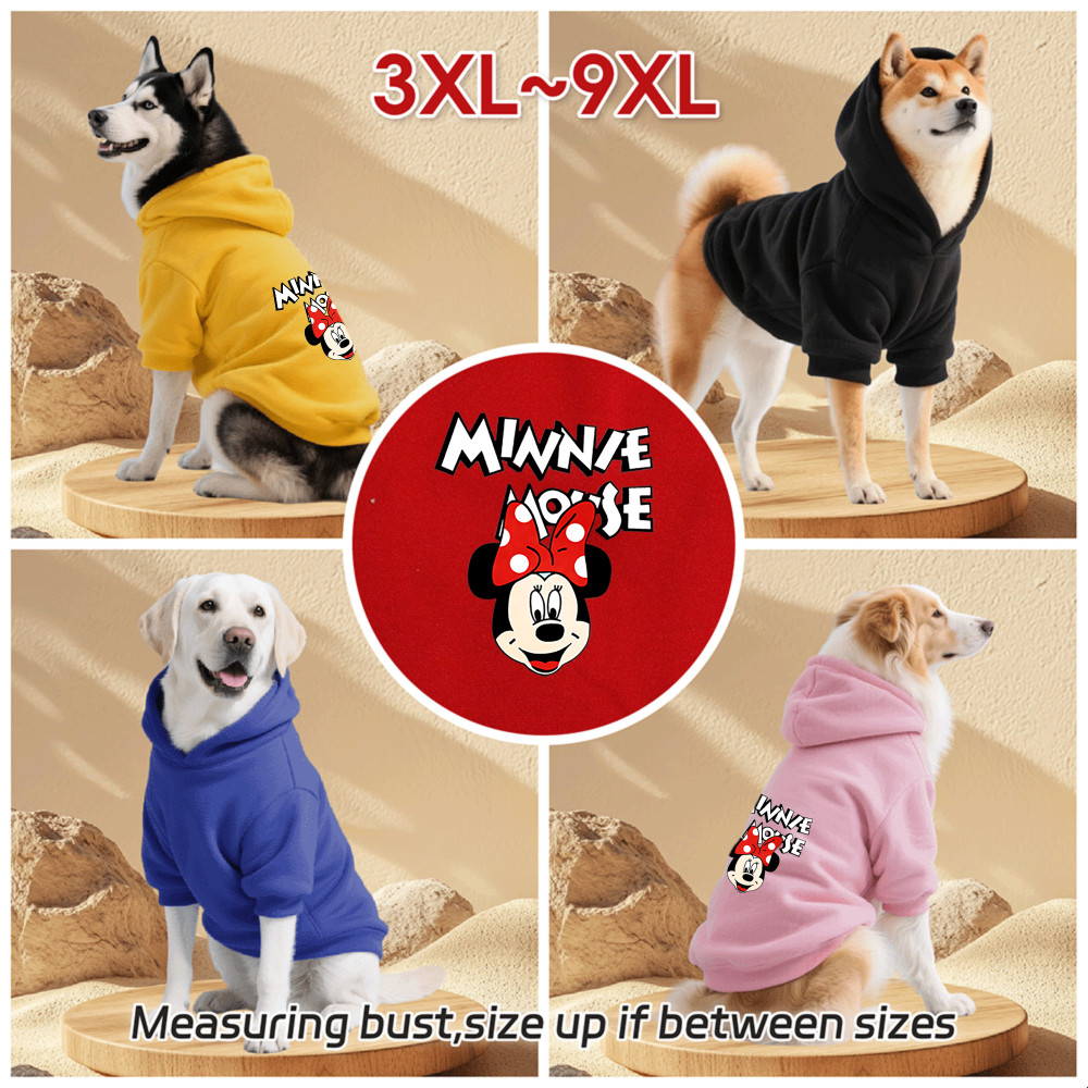 Áo Hoodie cho chó lớn 3XL-9XL, In hình Mickey Minnie, kiểu áo chui đầu, có sẵn 6 màu, vải mềm, thoải mái, thoáng khí, ấm áp, có thể giặt được, thích hợp cho tất cả các giống chó lớn