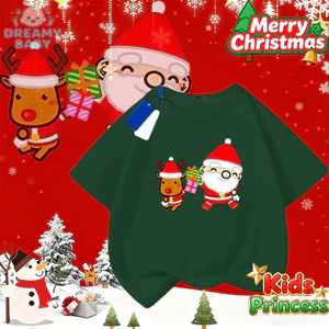 COD (Hồ Chí Minh)DREAMY BABY Sản phẩm mới Áo T-shirt tiệc đội nhóm Giáng sinh Áo đỏ Phiên bản trẻ em 2026M168