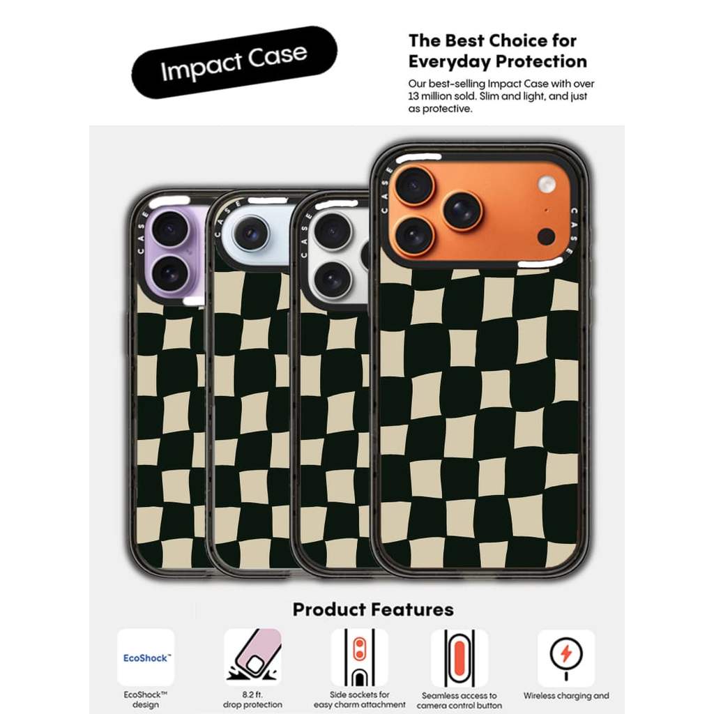 CASECASE X Vỏ Lưới Xoắn Cạnh Đen Trong Suốt Cứng Hút Từ Tính Tác Động Dành Cho Apple IPhone 12 13 14 15 16 17 Pro Max Air Plus Có Hộp