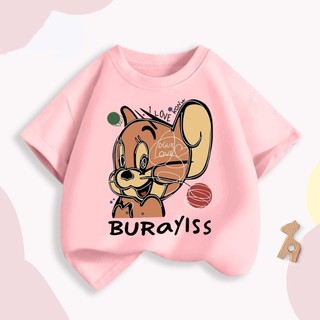 Áo thun ngắn tay cho bé trai in hình nhân vật Tom và Jerry một mặt, thoải mái và thoáng khí