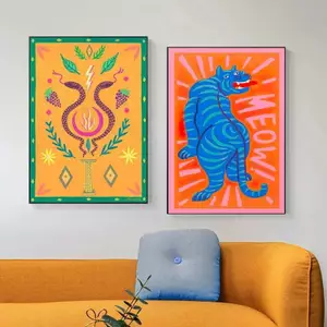 Phong cách Bắc Âu trừu tượng poster lõi nhiệt đới rừng động vật tranh canvas cho phòng khách sofa nền trang trí tường