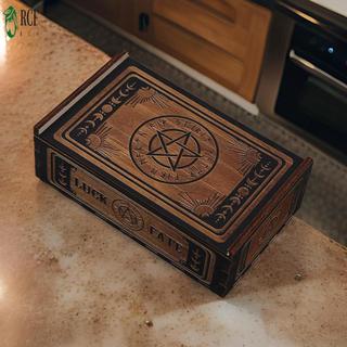 Hộp đựng thẻ Tarot bằng gỗ Hiển thị Hộp lưu trữ thẻ thủ công với thiết kế in hình để lưu trữ Trang sức Đá chữa bệnh xúc xắc