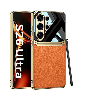 Ốp lưng da hai màu mạ điện Funda cho Samsung Galaxy s26 S25 S24 S23 Ultra Ốp lưng bảo vệ Camera