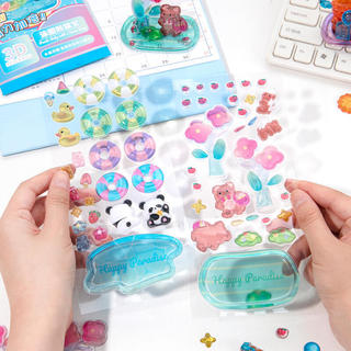 ENWEI 1 Cái [Dòng Xứ Sở Thần Tiên Dễ Thương] Dập Nổi Xếp Chồng Vui Vẻ Dán Dứa Bunny Panda Phong Cách Hoạt Hình Cho Tạp Chí Thêu Sò