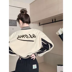 Hot Girl Wear Áo khoác đồng phục bóng chày phong cách ngắn gọn phong cách Preppy dành cho nữ