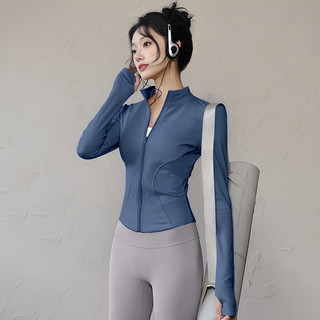 Áo khoác tập Yoga thể dục dài tay đứng cổ dây kéo chạy bộ thể thao