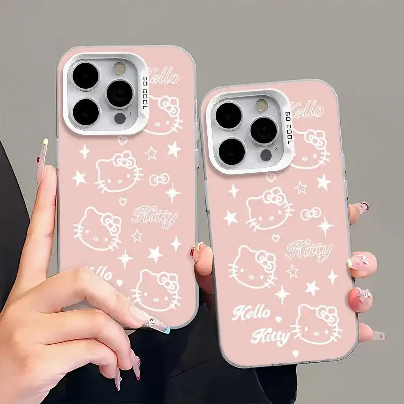 Ốp lưng phong cách dễ thương Kitty hồng, cho giới trẻ yêu thích Bảo Vệ Camera Cấp iPhone 17/16/15/14/13/12/11/X/XS Max