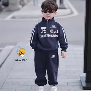 Bộ quần áo NỈ CỔ ĐỨNG KÉO KHÓA NO.1 cho bé trai , Bộ quần áo NỈ 2 DA mềm thoải mái cho bé
