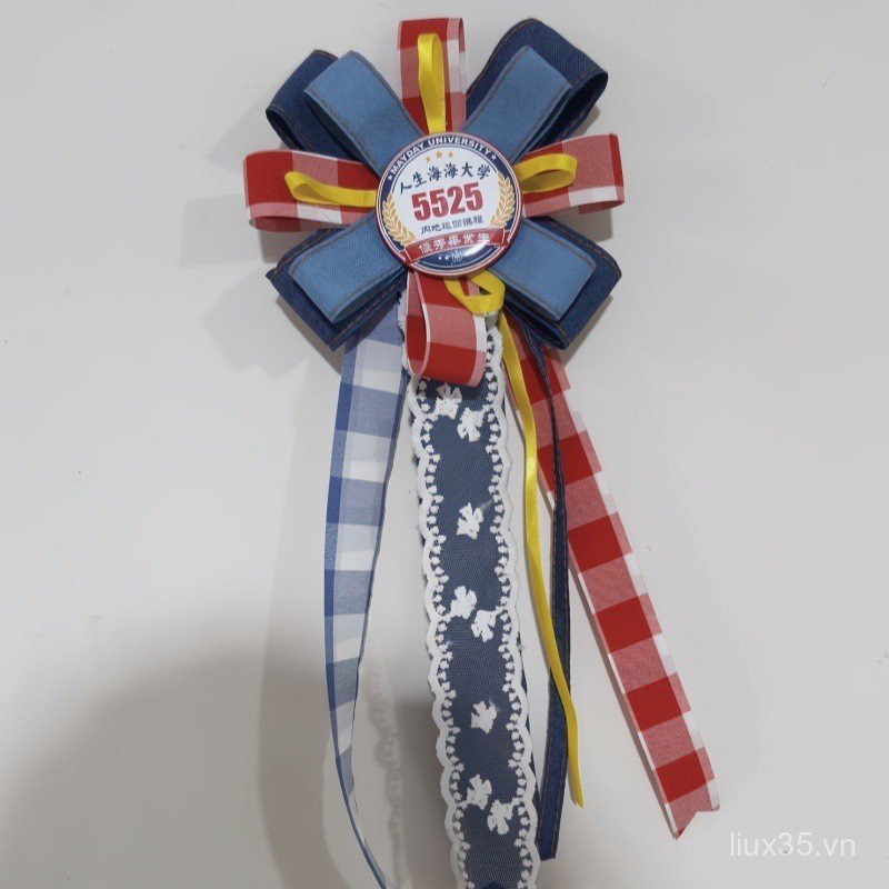 LXY Handmade Ba Chiều Hoa Thổ Cẩm Ouyang Nana Cùng Phong Cách Corsage Thổ Cẩm Ruy Băng Ren Tốt Nghiệp Huy Hiệu Trâm Cài