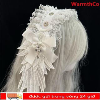 WARMTHCO Quấn Đầu, Nơ Ren Tai Mèo Băng Đô, Cosplay Gothic Mũ Phụ Kiện Tóc