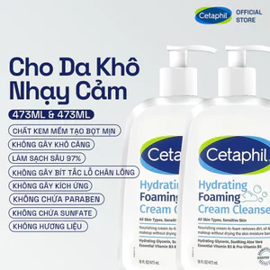 Combo 2 Sữa rửa mặt tạo bọt dịu lành cho da khô nhạy cảm Cetaphil Hydrating Foaming Cream Cleanser 473ml