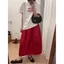 Kích thước lớn kiểu Pháp Retro Vermilion Độ đàn hồi lưng cao Ba chiều có độ đàn hồi bao gồm váy chữ a Split Bud
