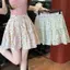 PNPIA- Váy Mini chắp vá hoa dành cho nữ cạp cao A Line Trang phục mùa hè thoải mái để đi bộ và tập hợp