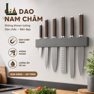 Giá đỡ dao nhà bếp Thép Carbon treo tường Không có máy khoan Giá dính Tiết kiệm không gian chống gỉ