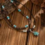 Vòng cổ xếp lớp Unisex Boho - Vòng cổ rùa ngọc lam vỏ dừa - Có thể điều chỉnh 51-60cm - Đi biển kỳ nghỉ Trang sức dân tộc Bohemian