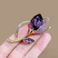 Phong Cách Châu Âu Pha Lê Tím Tulip Thổ Cẩm Nữ Tinh Tế Thanh Lịch Corsage Pin Áo Khoác Phụ Kiện