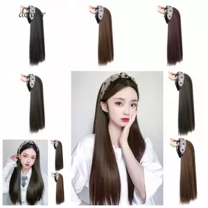 DELMER Dài Thẳng Headband Tóc Giả, Vô Hình Tự Nhiên Nửa Đầu Tóc Giả, Phong Cách Liền Mạch Lông Tơ Màu Nâu Nối Dài Nữ