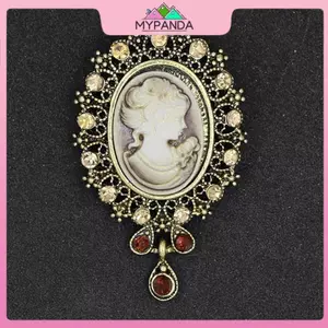 MYPANDA Pha Lê Kim Cương Giả Cameo Vintage Trâm Cài Nữ Hoàng Cameo Beauty.