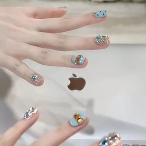 Tuyên Ngôn Handmade Đeo Móng Tay Bầu Không Khí Xanh Chấm Bi Champagne Nhấp Nháy Làm Trắng Da Cao Cấp Phù Hợp Với Manic