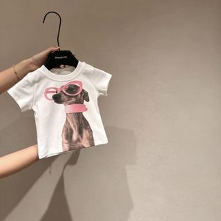 Trẻ Em Kính Mùa Hè In Hình Chó Trắng Tay Ngắn Dễ Thương Cho Bé Áo Thun Hàn Quốc Top