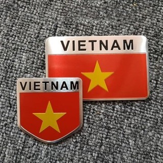 Tem nhôm cờ Việt Nam dán trang trí xe ô tô, xe máy, dán trang trí decor chất liệu hợp kim nhôm.