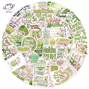 HFTOY 50 Cái ​Scrapbooking Điện Thoại Hành Lý Ván Trượt Đề Can Chống Thấm Nước Matcha Stiers Dễ Thương Matcha Girly DIY Stiers ~