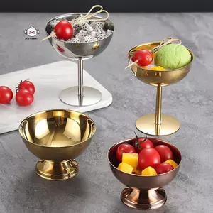 Maybest Thép không gỉ 304 Retro Cốc tráng miệng cao cấp Cốc đựng kem sang trọng Nhà hàng khách sạn Cốc bánh Pudding thủy tinh đuôi tóc {VN}