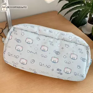 Cheenm Dễ Thương Xương Cá Mèo In Hình Túi Đựng Bút Di Động Dung Tích Lớn Hộp Đựng Văn Phòng Phẩm Túi Bảo Quản Đa Năng VN