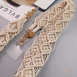 Dây Điện Thoại Di Động Phong Cách Retro Rỗng Dệt Tay Mạnh Mẽ Chống Mất Đeo Ngang ins Vỏ Điện Thoại Túi Dây Đeo Rộng