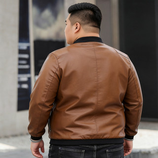 Plus Size M-8XL Nam Da PU Moto Bóng Chày Đứng Cổ Áo Khoác Mỏng