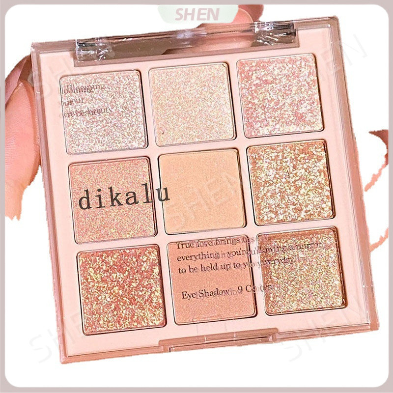 DIKALU Bảng phấn mắt 9 màu trà sữa, phấn bột yến mạch, nude mùa thu, mờ đất